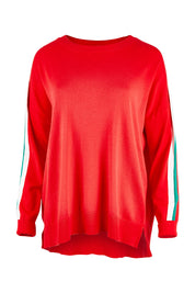 Product shot of the Amelia Knit in colour Raspberry (Red), from the front