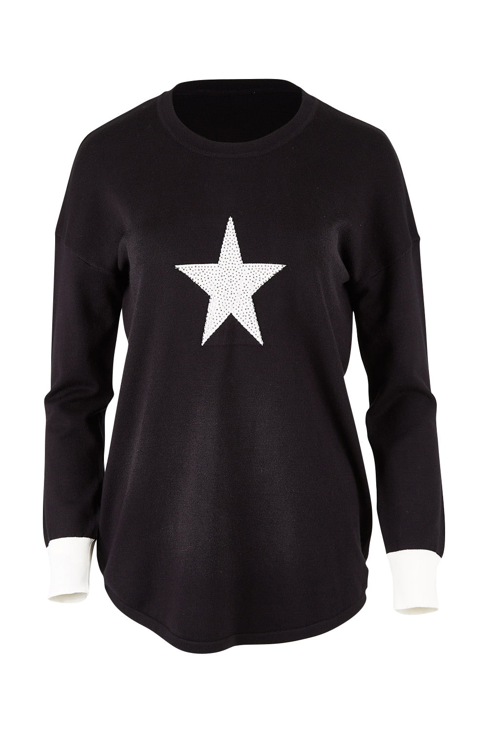 Product shot of the Sophie Knit Jumper in colour Blackstar (Black), from the front