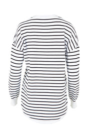 Product shot of the Sophie Knit Jumper in colour Blkstripe (White), from the back