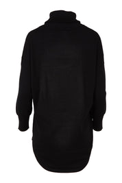 Product shot of the Fleur Roll Neck Jumper in colour Black (Black), from the back