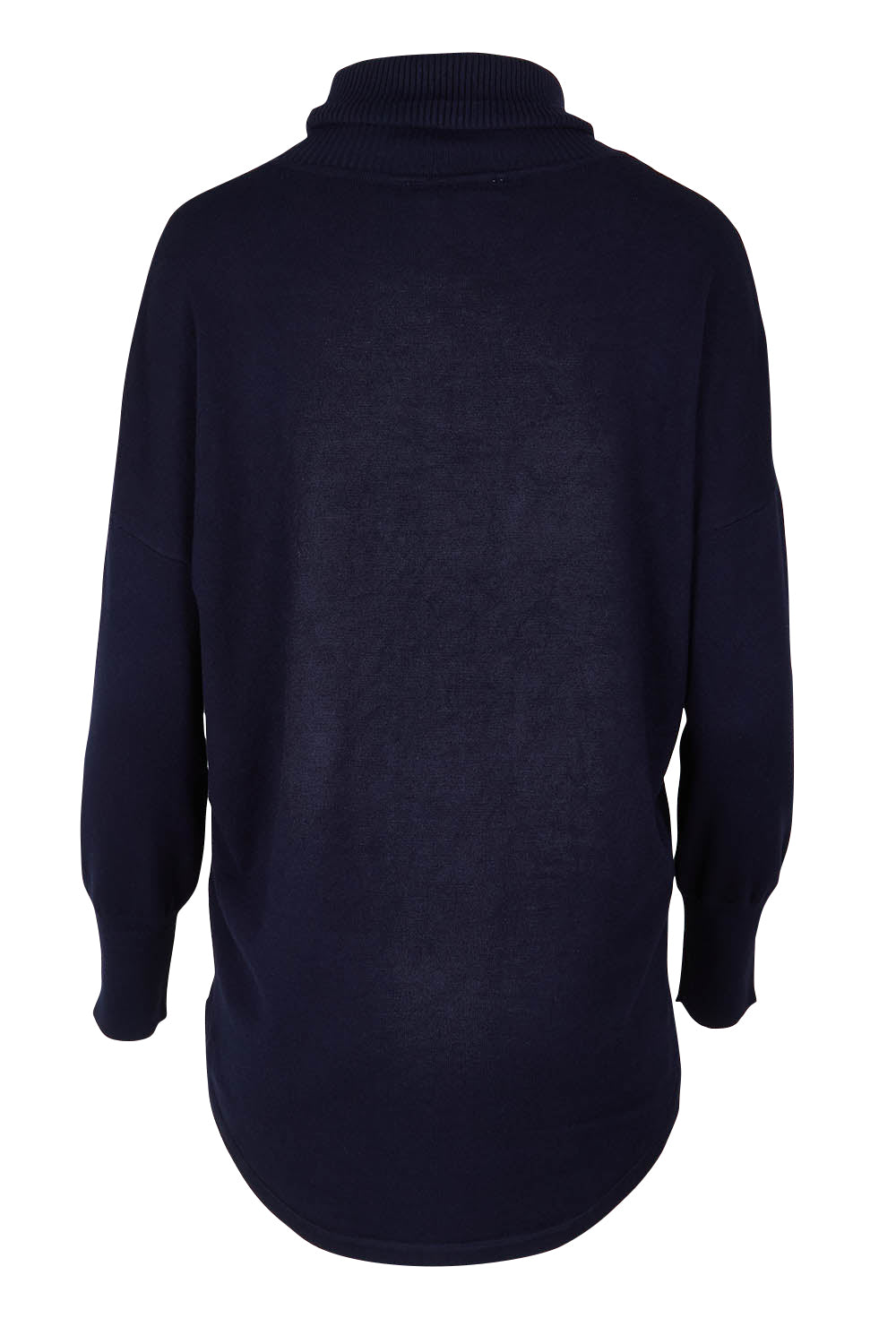 Product shot of the Fleur Roll Neck Jumper in colour Darkblue (Blue), from the back