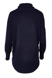 Product shot of the Fleur Roll Neck Jumper in colour Darkblue (Blue), from the back