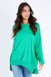 Model Vitoria wearing size S of the Macy Knit Jumper in colour Apple (Green), from the front, cropped image