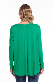 A model wearing the Oslo Top in colour Lime (Green), from the back