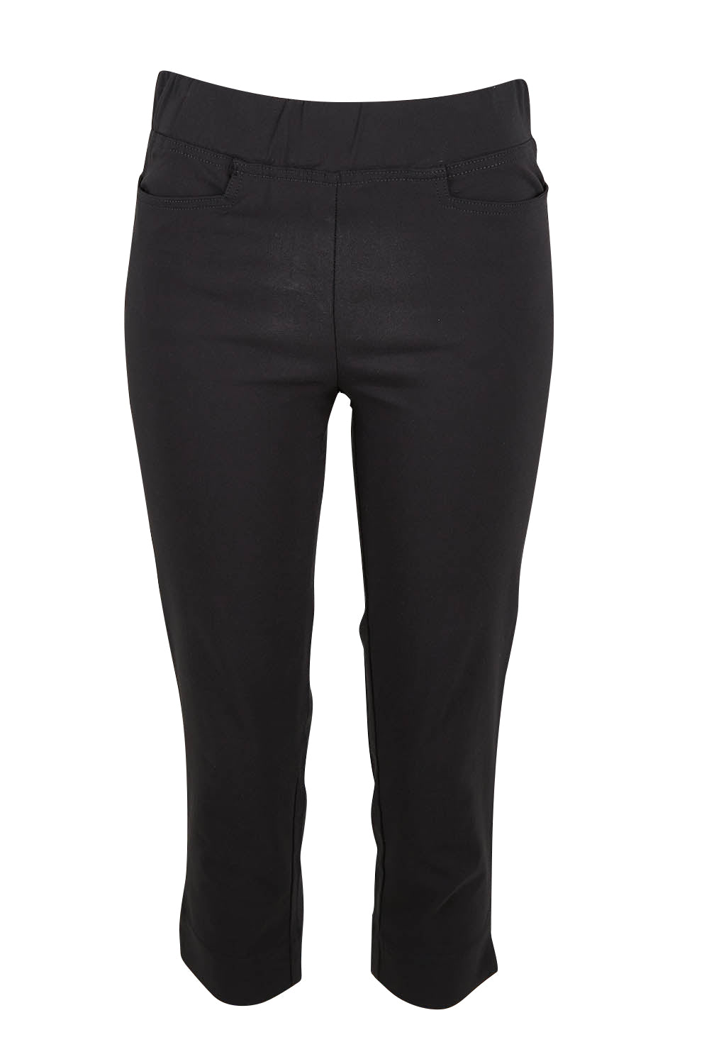 Product shot of the Crop Bengaline Pant in colour Black (Black), from the front