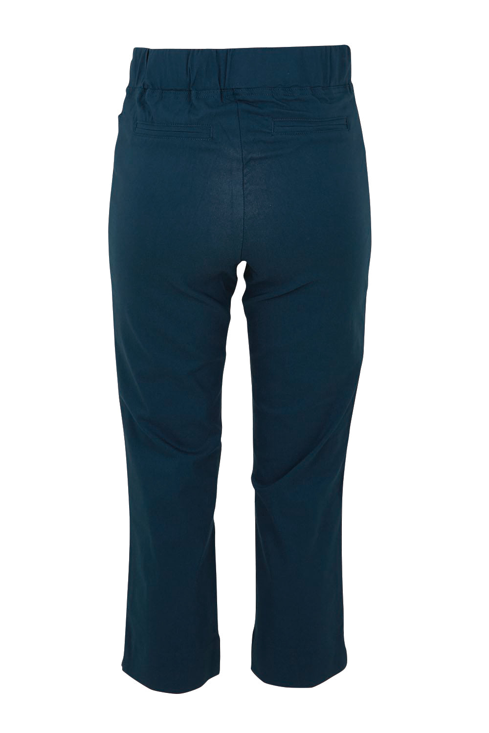 Product shot of the Crop Bengaline Pant in colour Navy (Blue), from the back