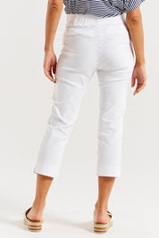 A model wearing the Crop Bengaline Pant in colour White (White), from the back