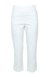 Product shot of the Crop Bengaline Pant in colour White (White), from the front