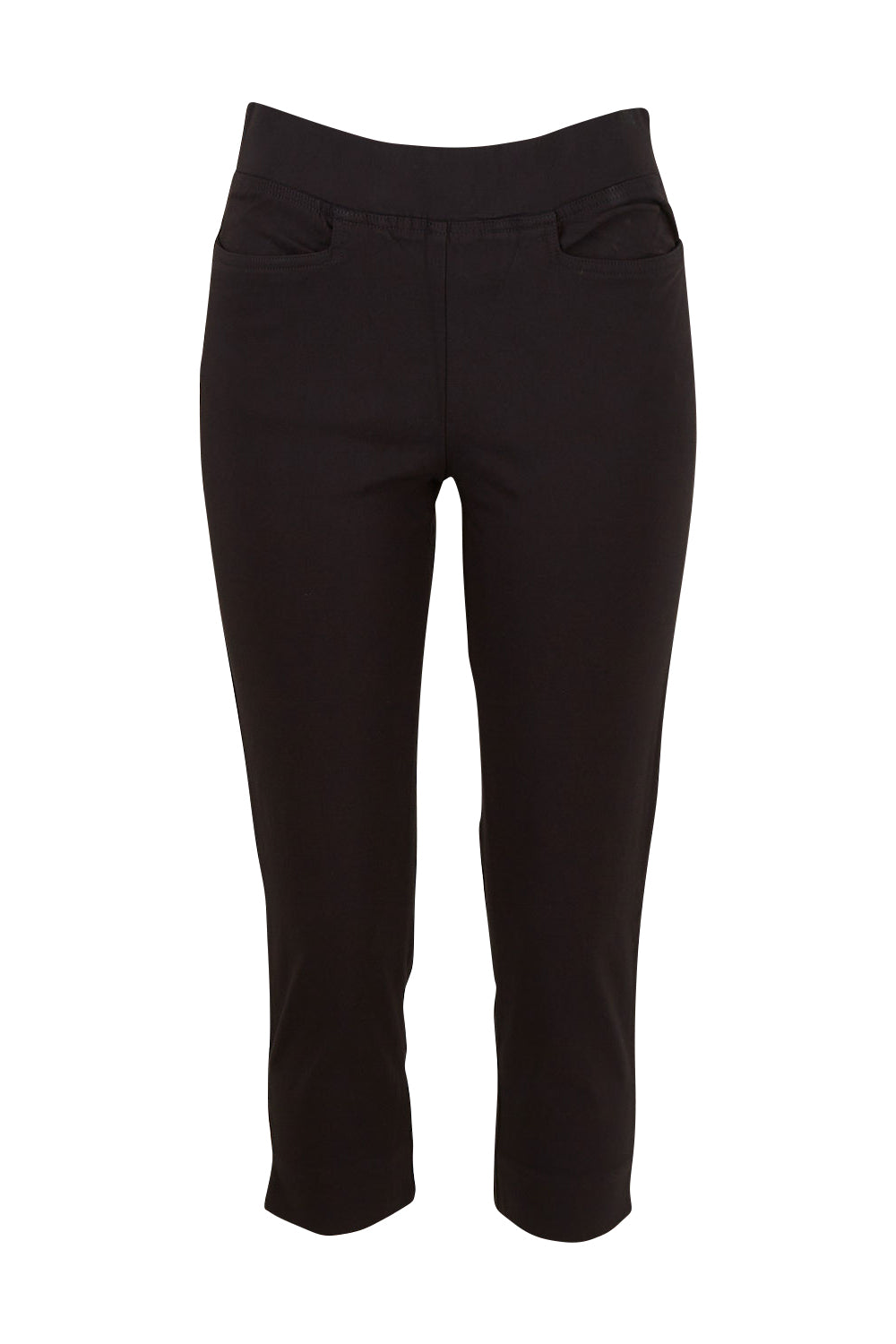 Product shot of the Crop Bengaline Pant in colour Black (Black), from the front