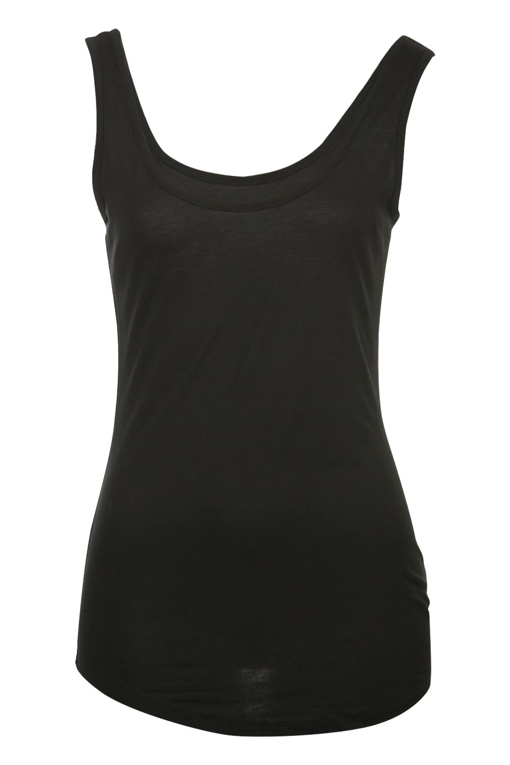 Product shot of the Miami Stretch Singlet in colour Black (Black), from the front