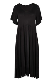 Product shot of the Donna Dress - Black in colour Black, from the front