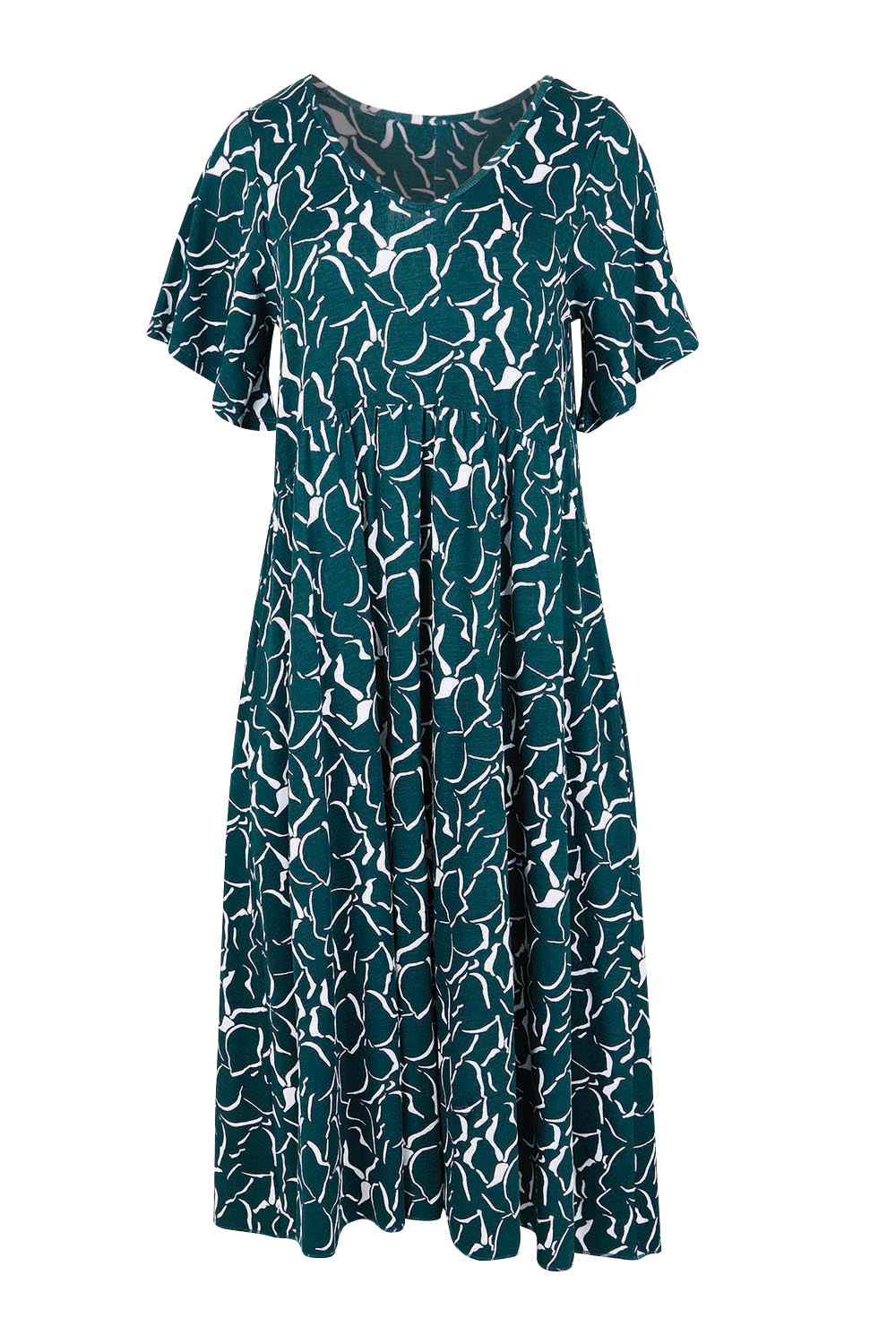 Product shot of the Donna Dress – Teal in colour Teal, from the front