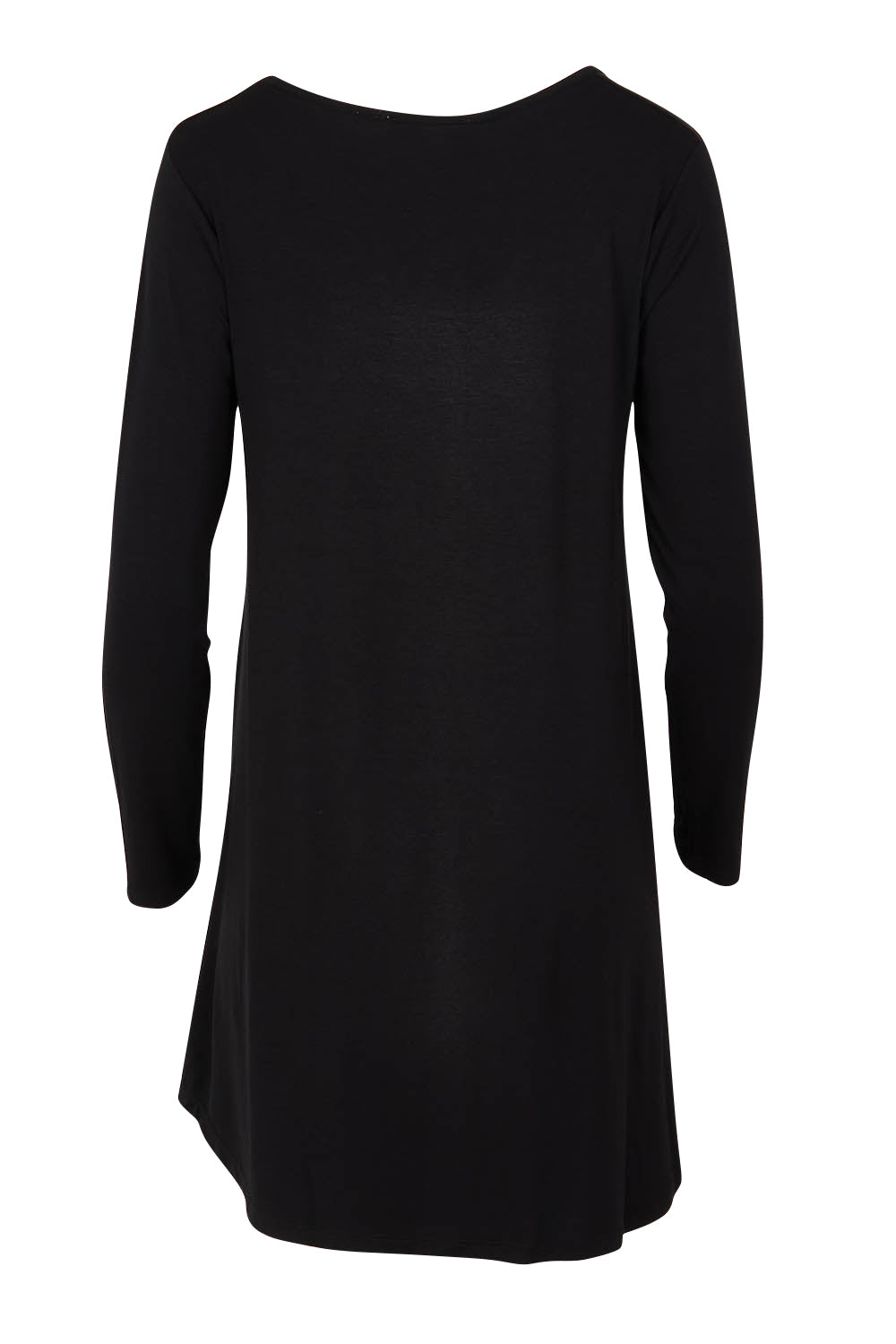 Product shot of the Cairo Tunic Bamboo Top in colour Black (Black), from the back