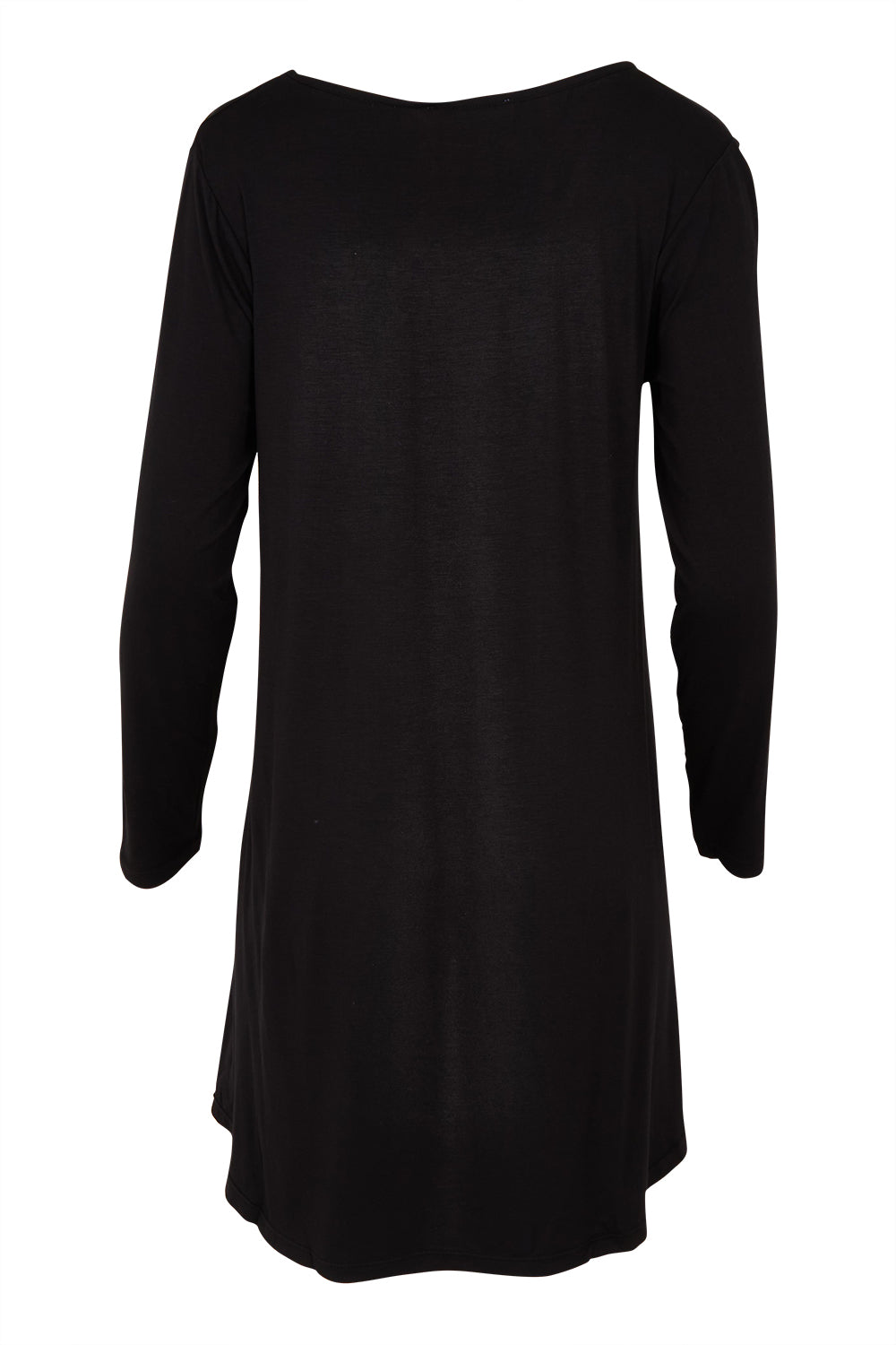 Product shot of the Cairo Tunic Bamboo Top in colour Black (Black), from the back