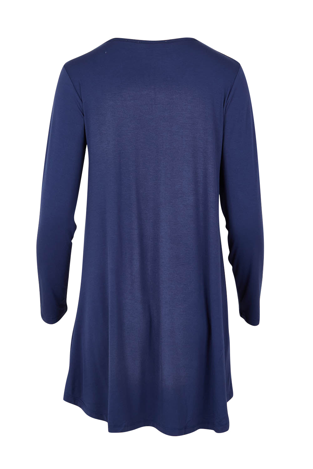 Product shot of the Cairo Tunic Bamboo Top in colour Navy (Blue), from the back