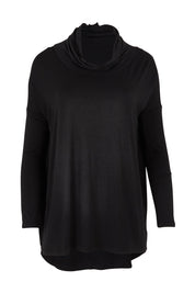 Product shot of the Cowl Bamboo Top in colour Black (Black), from the front