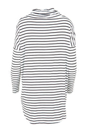 Product shot of the Cowl Bamboo Top in colour Monostripe (White), from the back