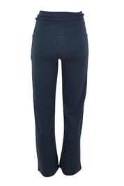 Product shot of the Houston Relaxed Pant in colour Petrol (Blue), from the back