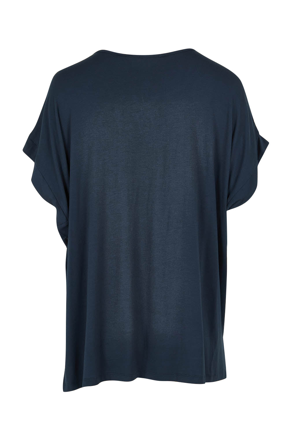 Product shot of the Fallon Bamboo Top in colour Petrol (Blue), from the back