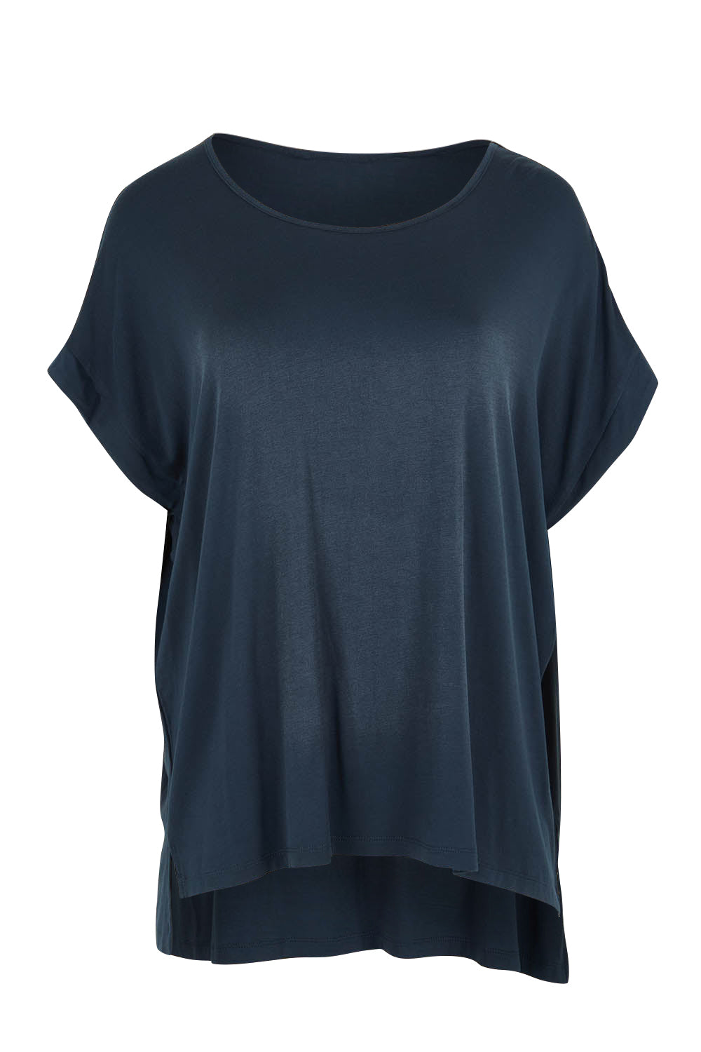 Product shot of the Fallon Bamboo Top in colour Petrol (Blue), from the front