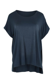 Product shot of the Fallon Bamboo Top in colour Petrol (Blue), from the front