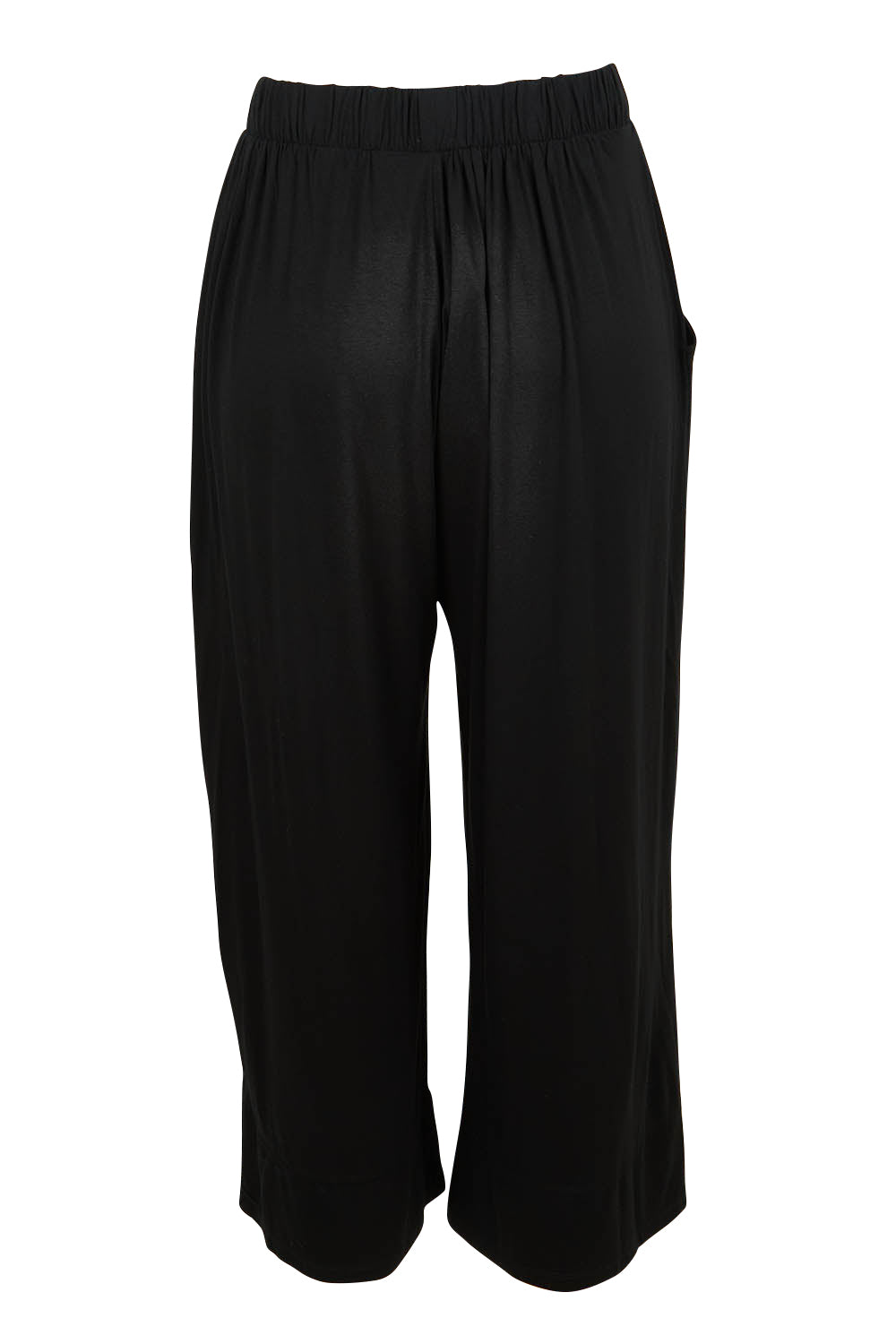 Product shot of the Astrid Bamboo Wide Leg Pant in colour Black (Black), from the back