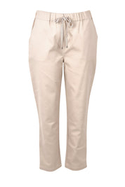Product shot of the Kenzie Cotton Blend Jogger in colour Cream, from the front