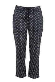 Product shot of the Kenzie Cotton Blend Jogger in colour Polkadot (Blue), from the front