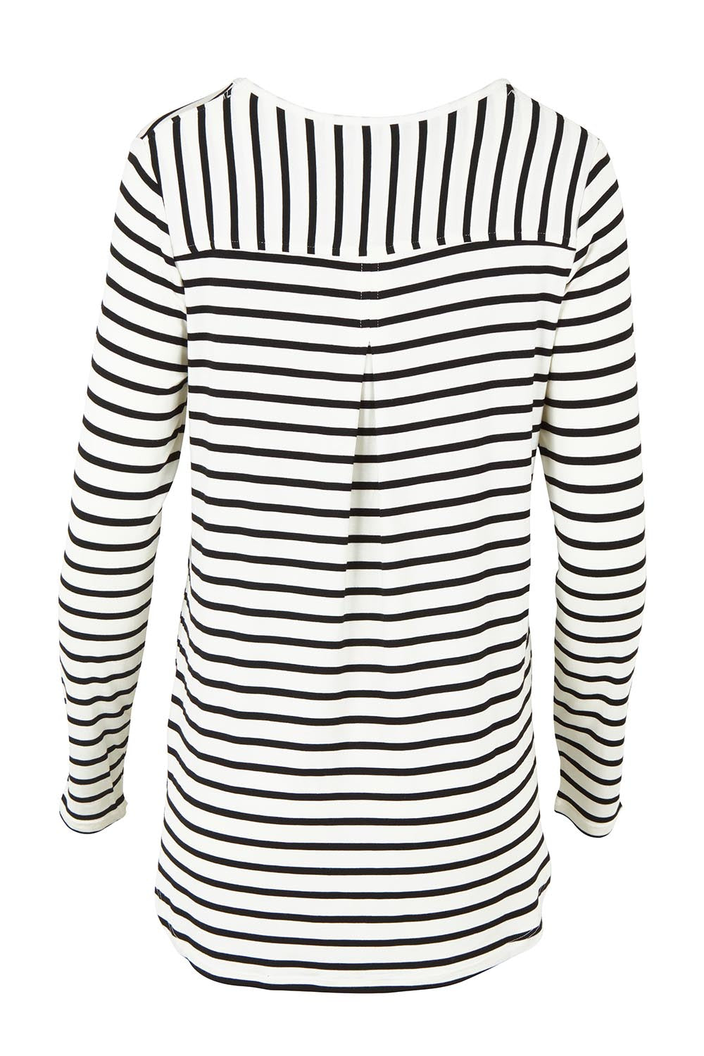 Product shot of the Yasmin Bamboo Long Sleeve Top in colour Blkstripe (White), from the back