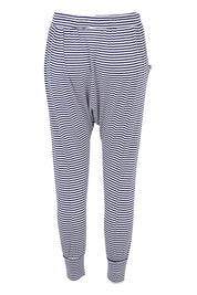 Product shot of the Barcelona Pant in colour Navystripe (Blue), from the back