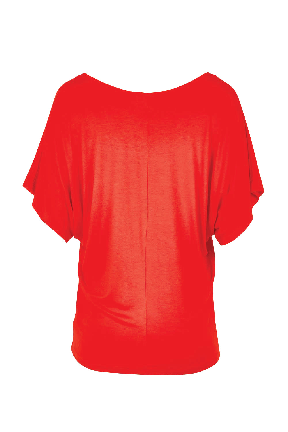 Product shot of the Maui Tee in colour Flamered (Red), from the back
