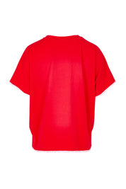 Product shot of the Avalon Cotton Tee in colour Red (Red), from the back