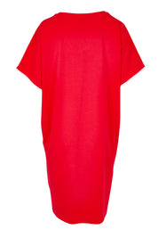 Product shot of the Stellar Cotton Tin colourShirt Dress - Red (Red), from the back