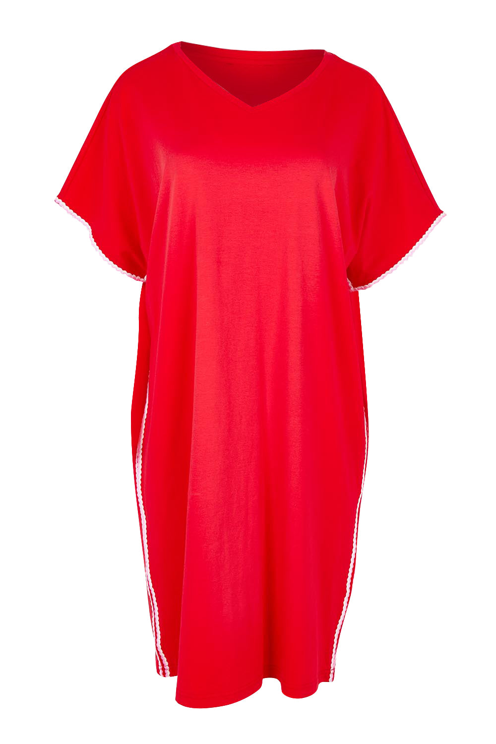 Product shot of the Stellar Cotton Tin colourShirt Dress - Red (Red), from the front