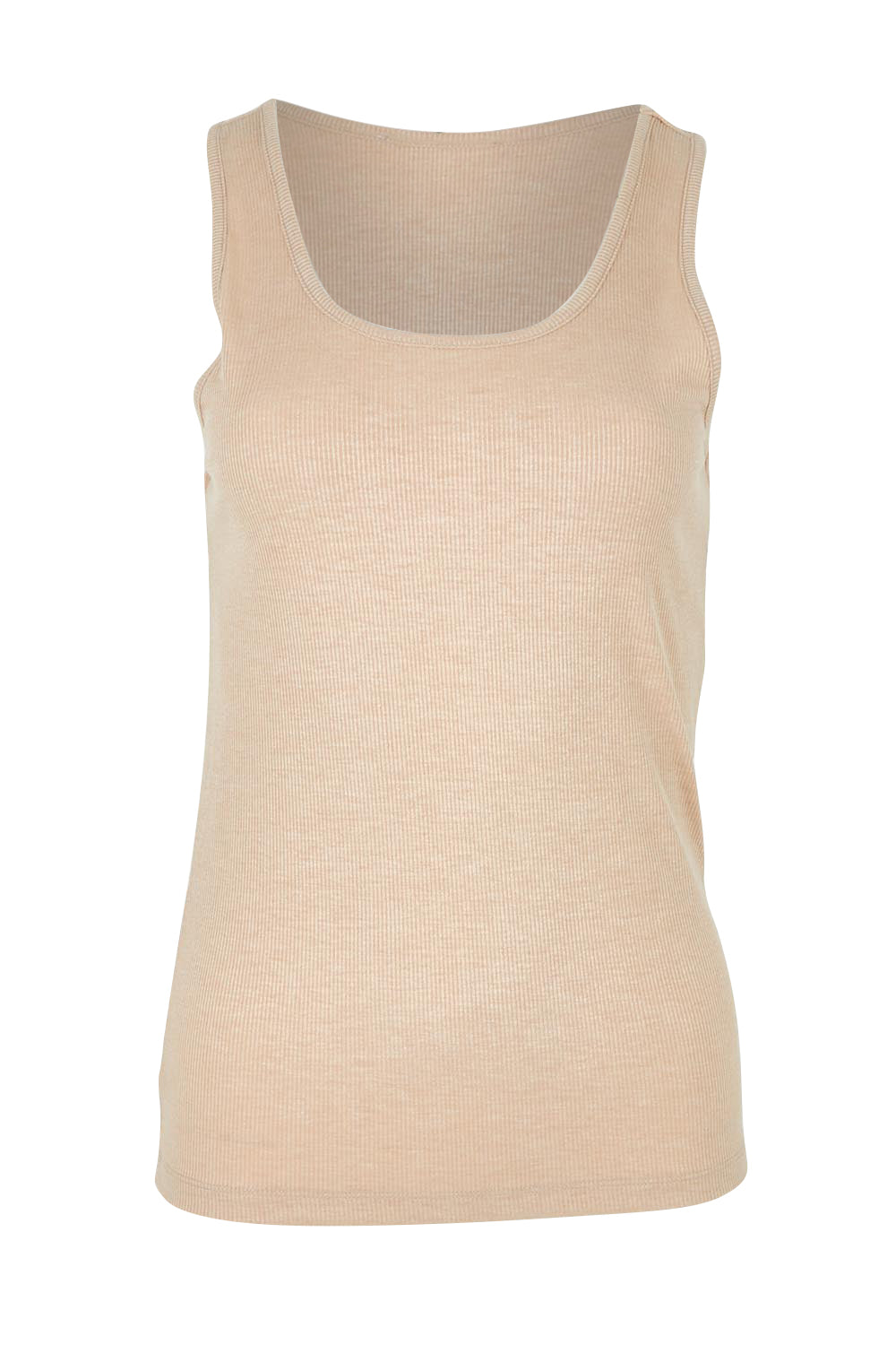 Product shot of the Tiana Cotton Blend Tank in colour Beige, from the front