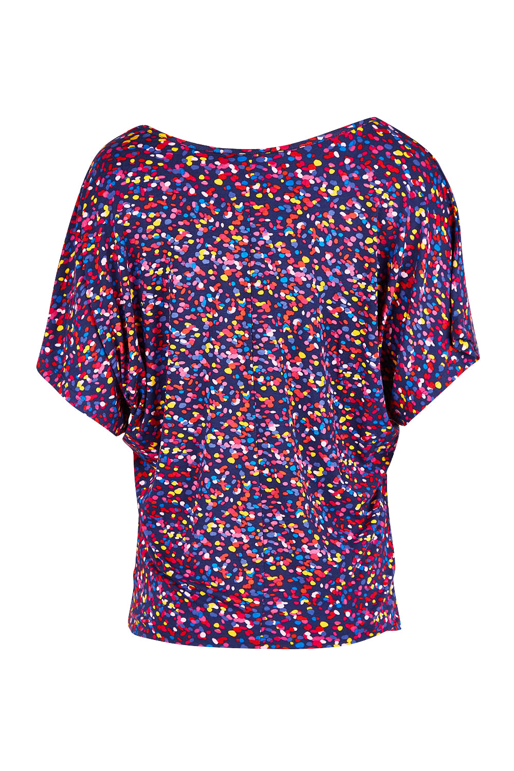 Product shot of the Maui Tee in colour Confetti (Blue), from the back