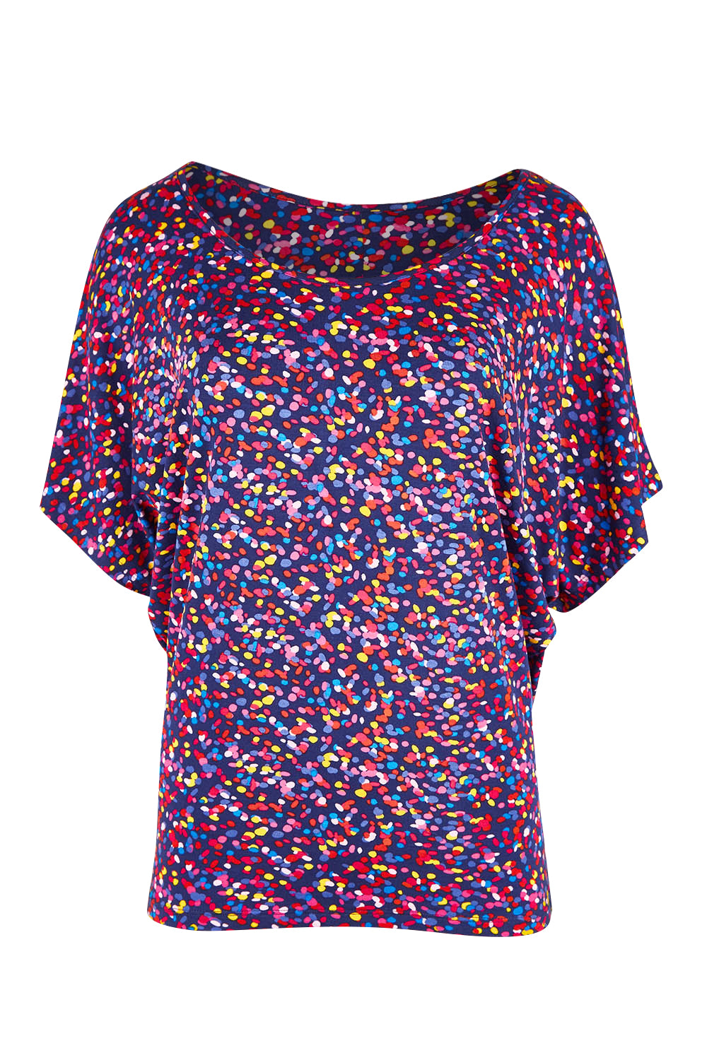 Product shot of the Maui Tee in colour Confetti (Blue), from the front