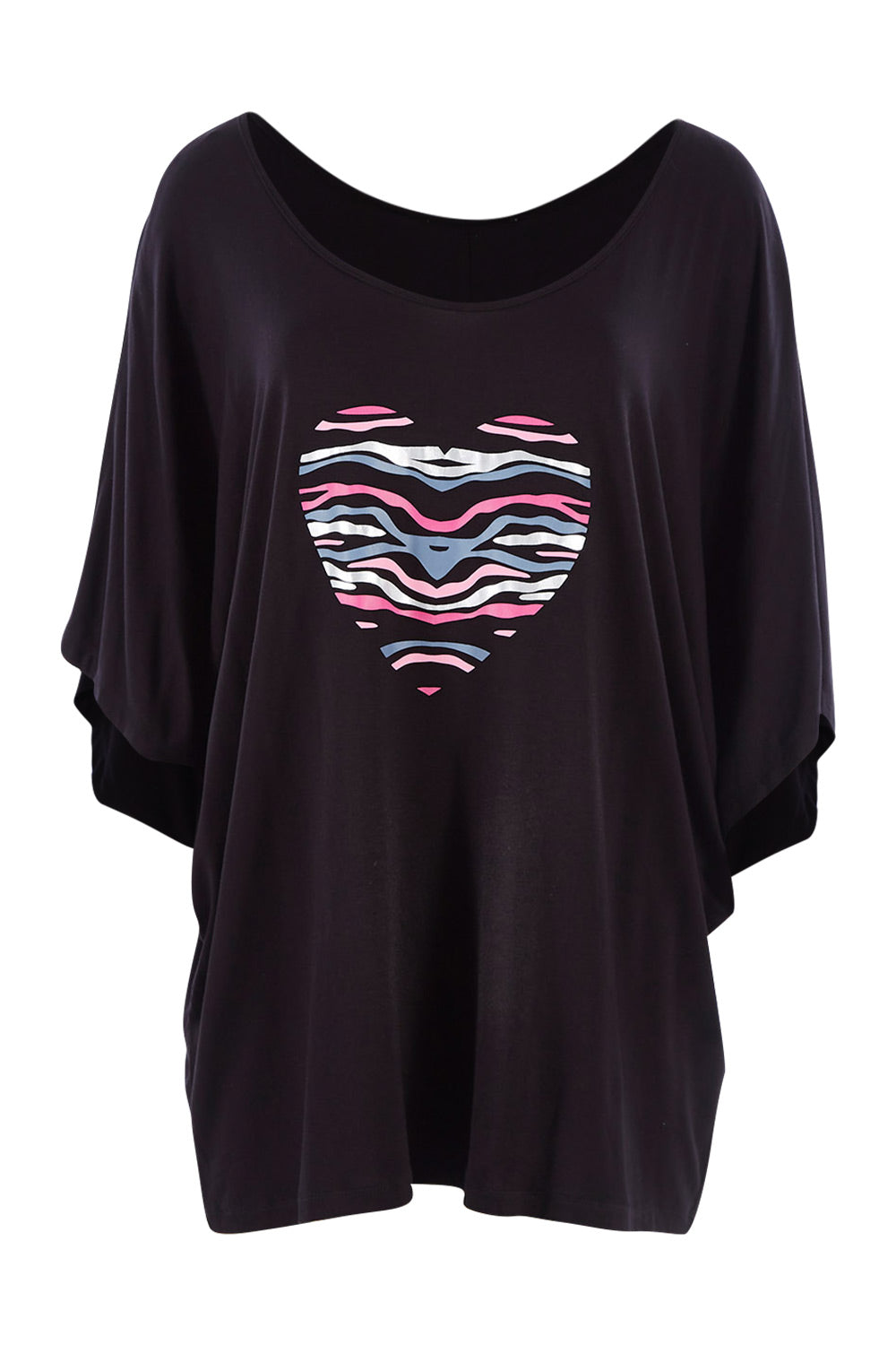 Product shot of the Maui Tee in colour Amore (Black), from the front