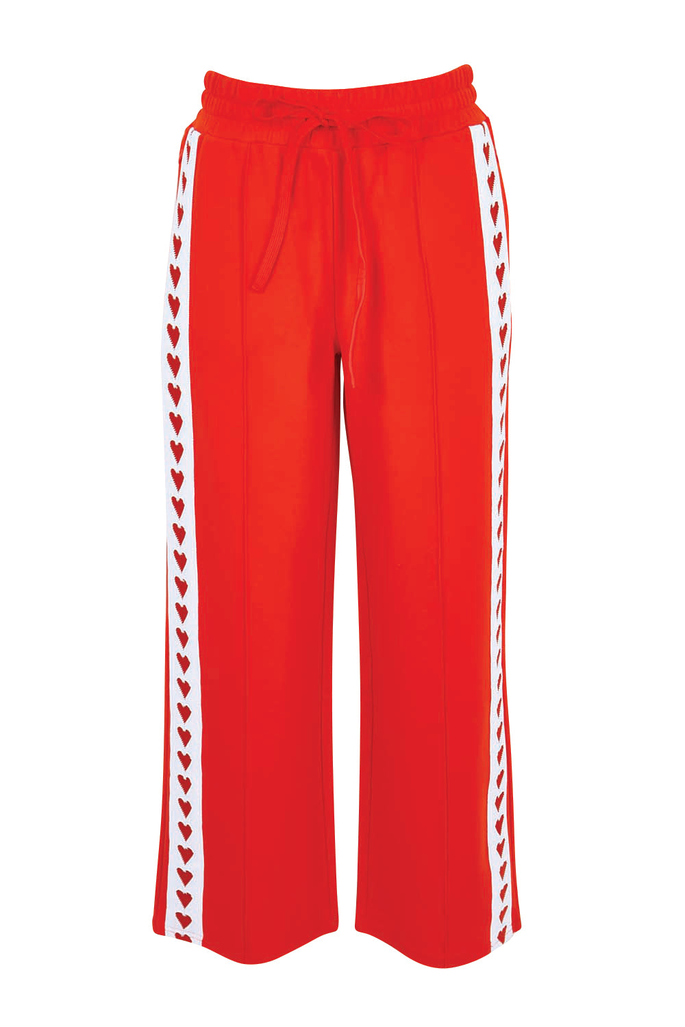 Product shot of the Jamie Track Pant – Tomato in colour Tomato, from the front