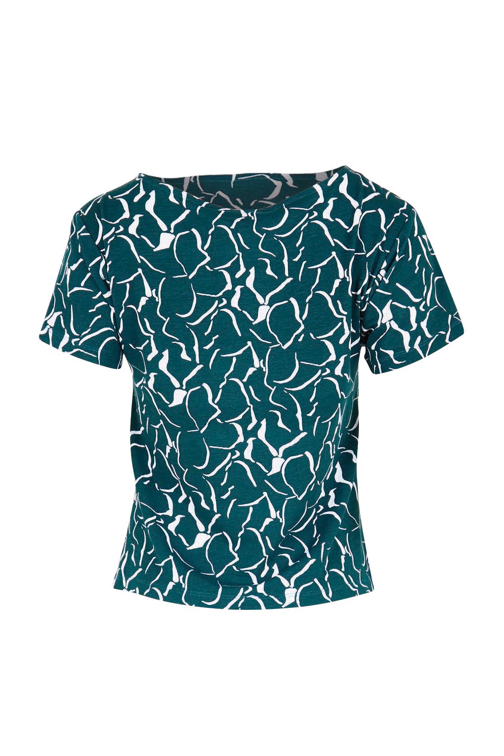 Product shot of the Victoria Viscose Tee – Teal in colour Teal, from the back
