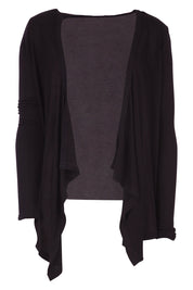 Product shot of the Melbourne Stretch Cardigan in colour Black (Black), from the front