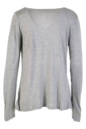 Product shot of the Melbourne Stretch Cardigan in colour SilverMarl (Grey), from the back