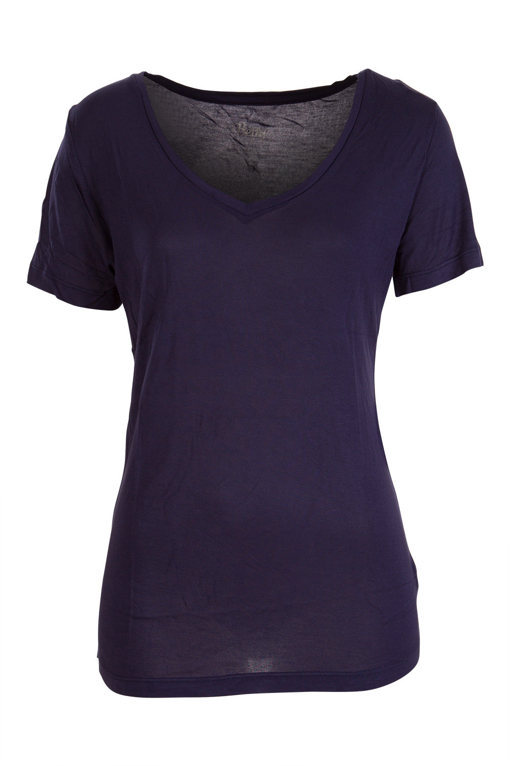 Product shot of the Manhattan Stretch Tee in colour Navy (Blue), from the front