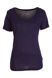 Product shot of the Manhattan Stretch Tee in colour Navy (Blue), from the front