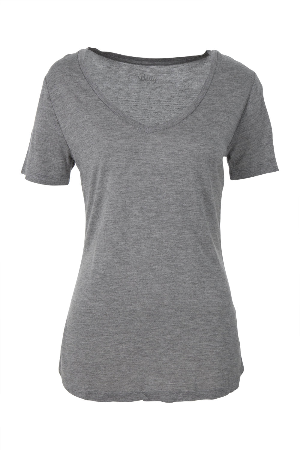 Product shot of the Manhattan Stretch Tee in colour SilverMarl (Grey), from the front