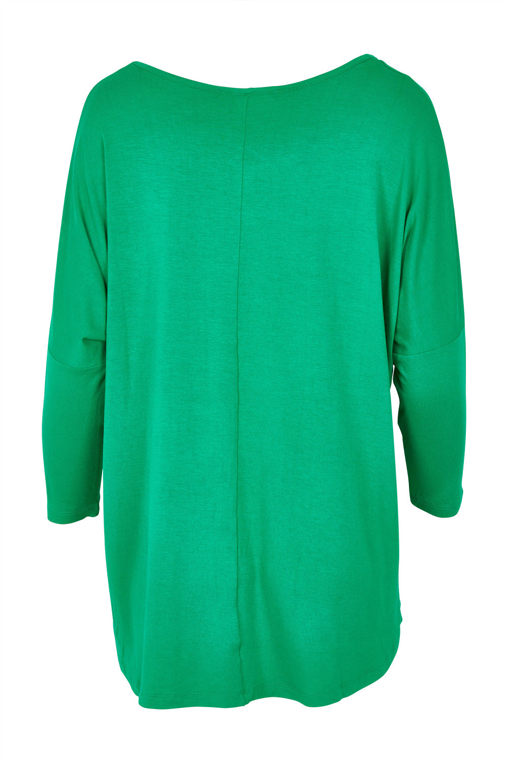 Product shot of the Milan 3/4 Sleeve Top in colour Emerald (Green), from the back