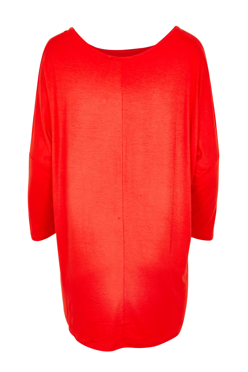 Product shot of the Milan 3/4 Sleeve Top in colour Flamered (Red), from the back