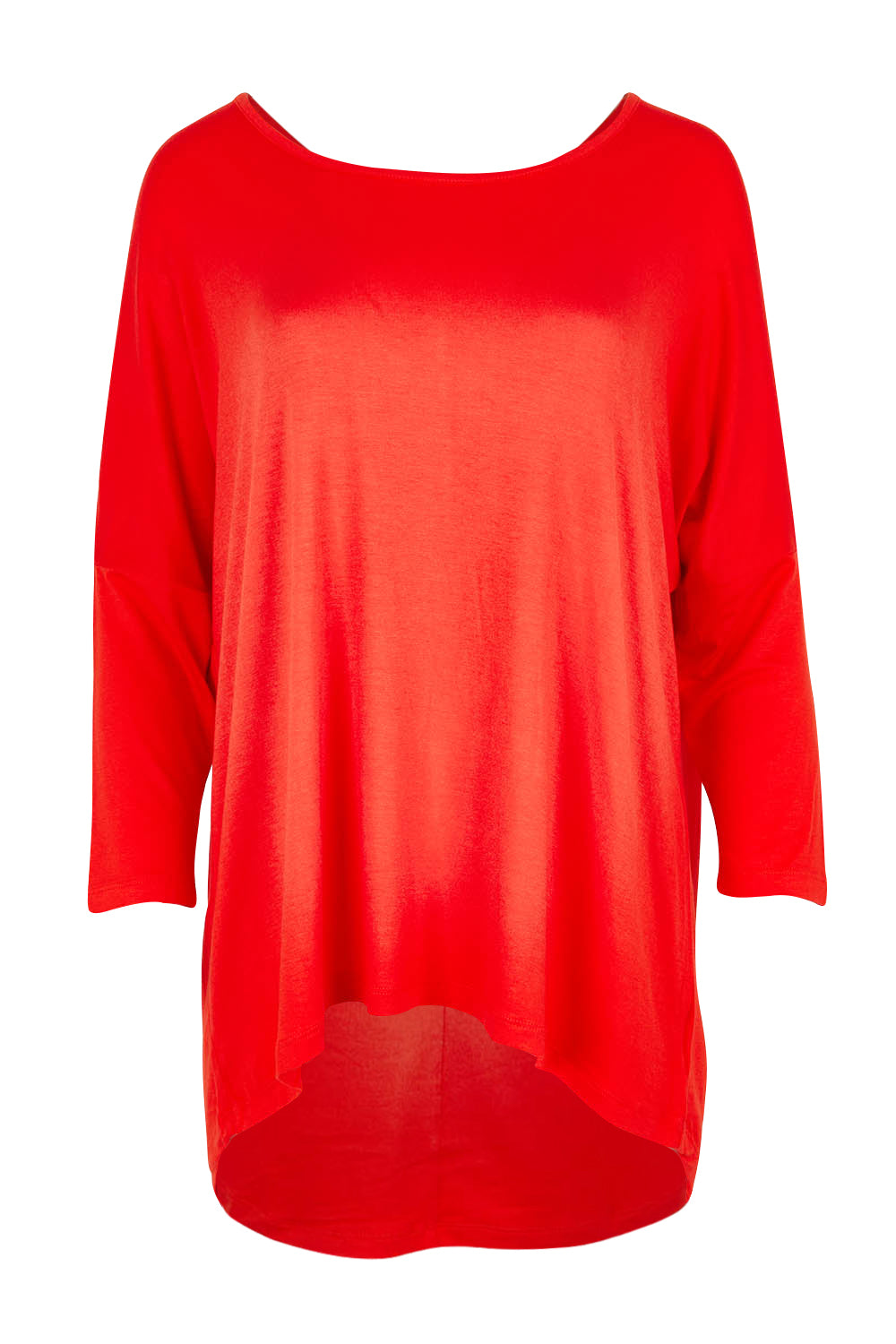 Product shot of the Milan 3/4 Sleeve Top in colour Flamered (Red), from the front