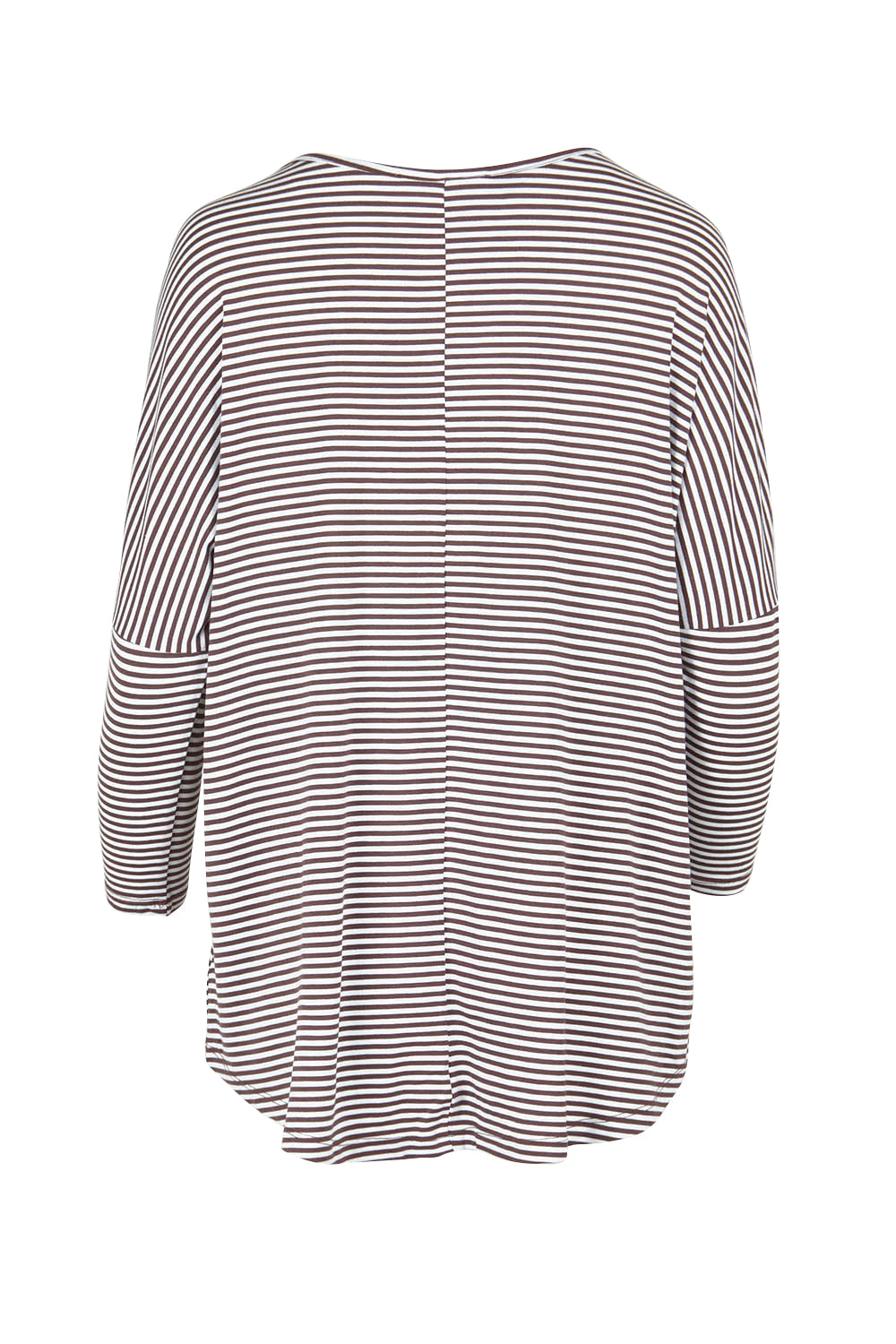 Product shot of the Milan 3/4 Sleeve Top in colour Nutmegstr, from the back