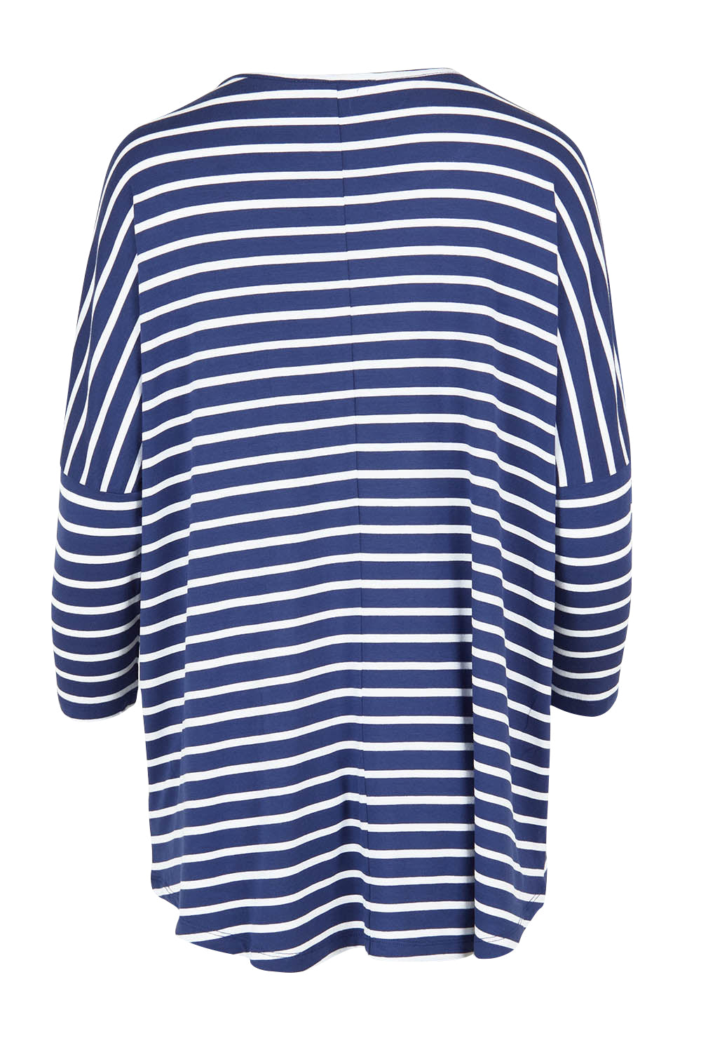 Product shot of the Milan 3/4 Sleeve Top in colour Paristripe (Blue), from the back